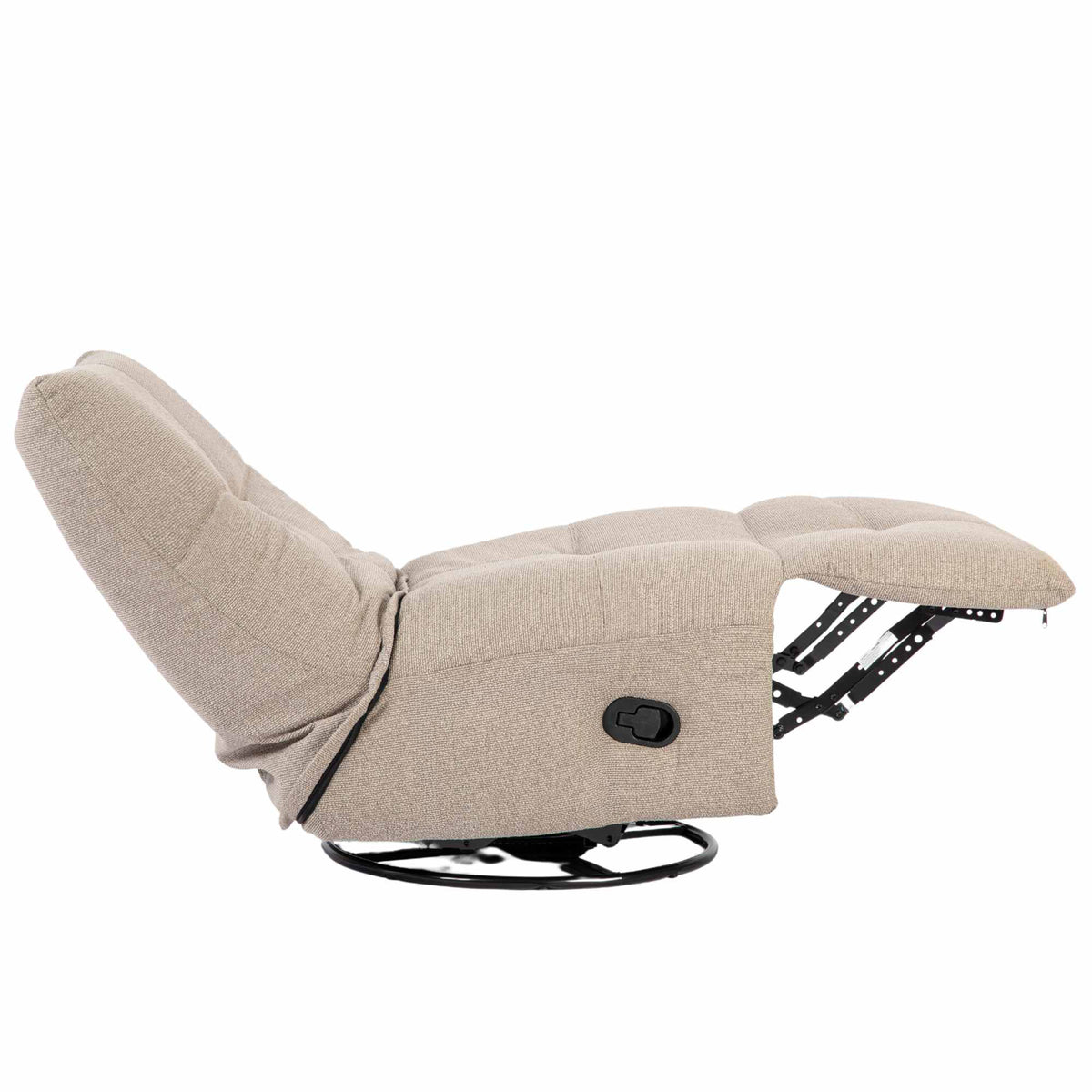 Relaxfauteuil Lazy van Starfurn in taupe, close-up van de zachte stofstructuur