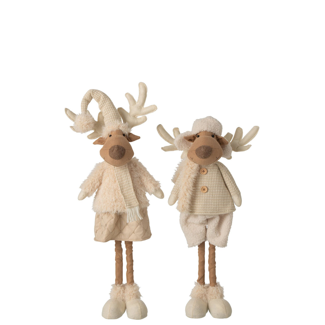Reindeer Decor Polyester Beige H82cm Set of 2 J-Line