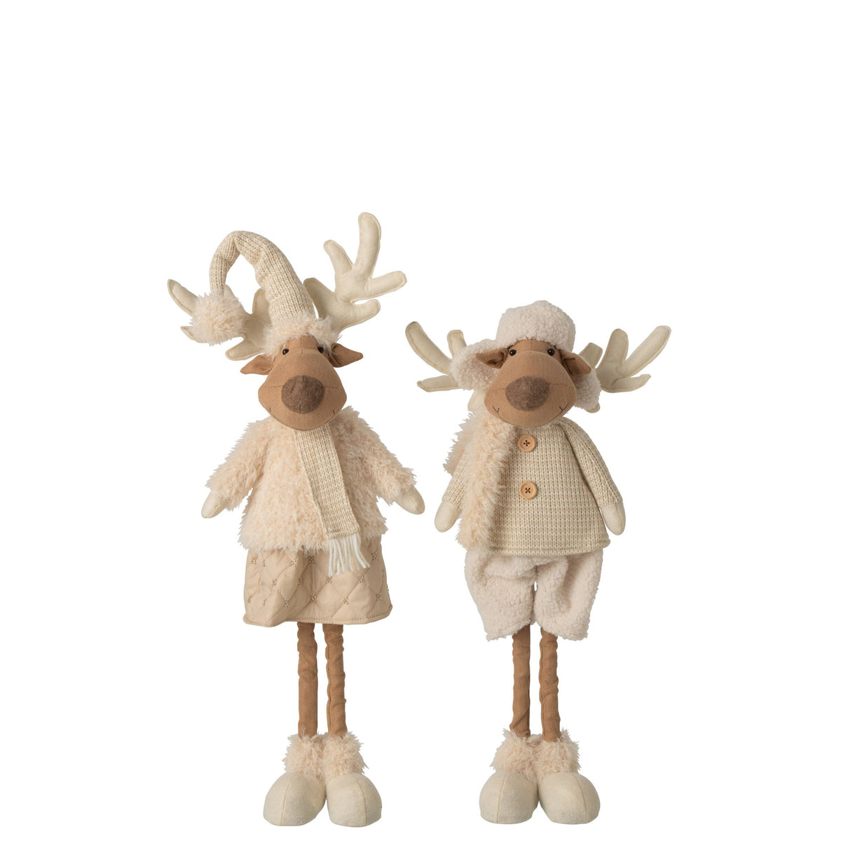 Reindeer Decor Polyester Beige H82cm Set of 2 J-Line