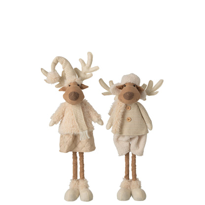 Reindeer Decor Polyester Beige H82cm Set of 2 J-Line
