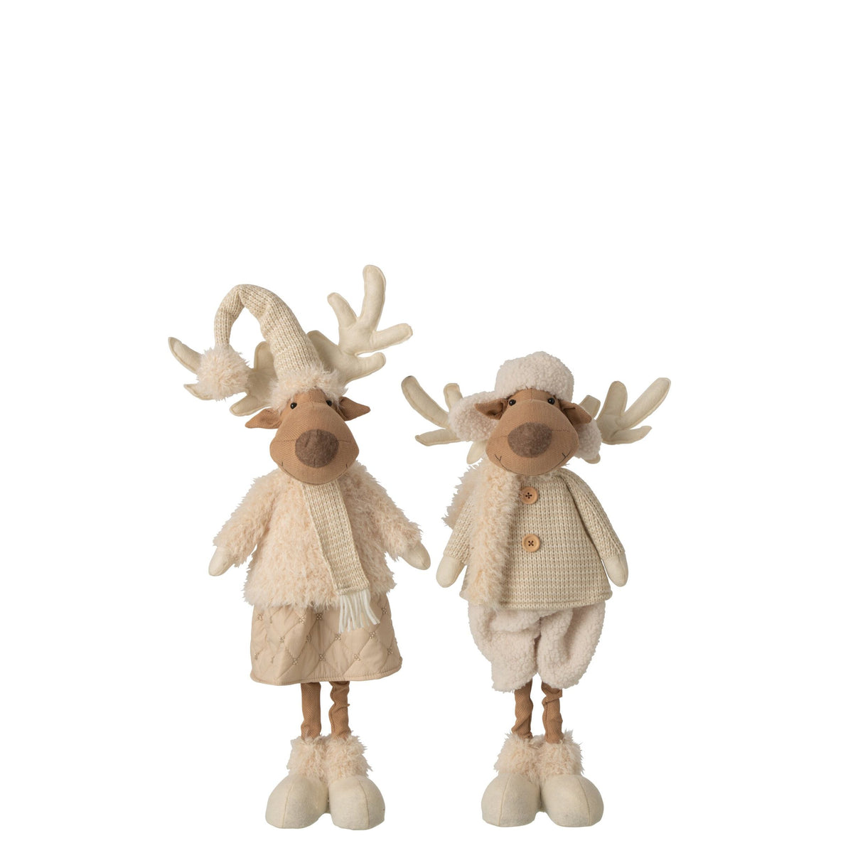 Reindeer Decor Polyester Beige H82cm Set of 2 J-Line
