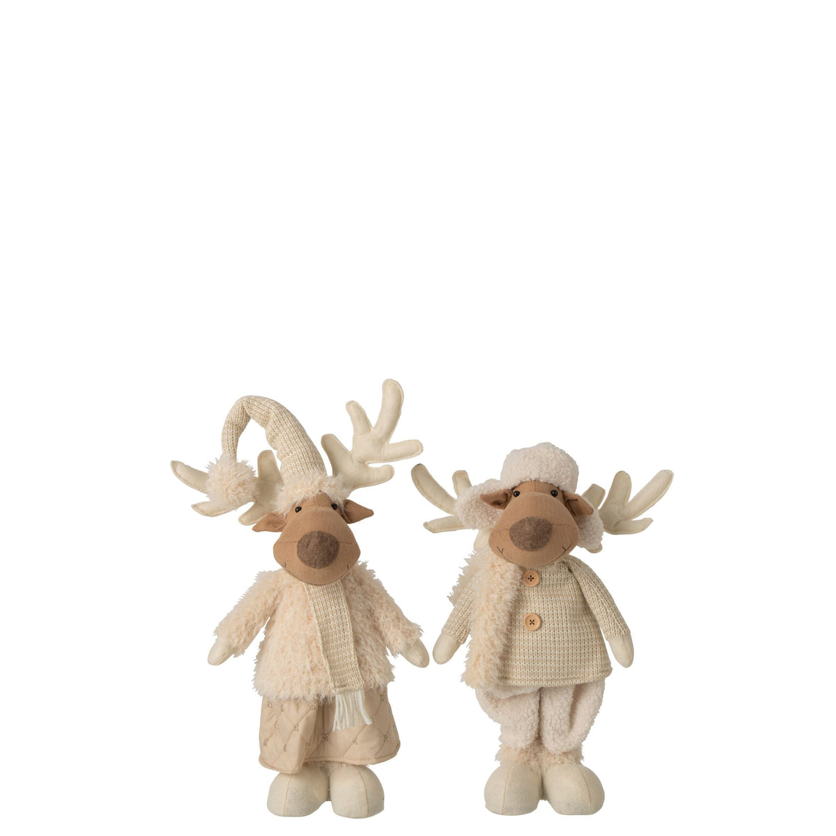 Reindeer Decor Polyester Beige H82cm Set of 2 J-Line