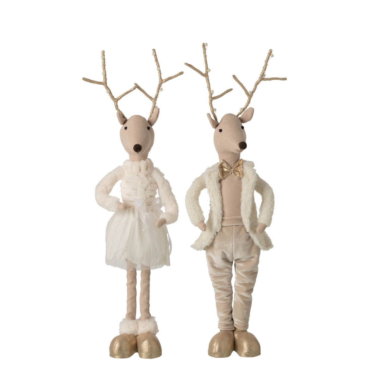 Reindeer Decor Polyester Gold/Beige H66cm Set of 2 J-Line