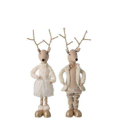 Reindeer Decor Polyester Gold/Beige H66cm Set of 2 J-Line