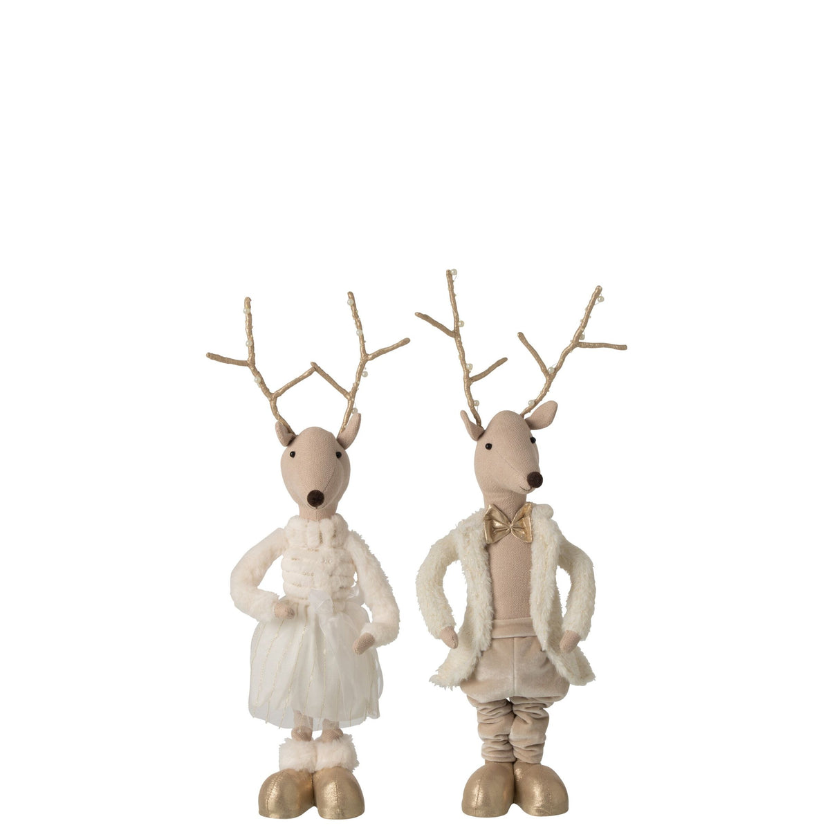 Reindeer Decor Polyester Gold/Beige H66cm Set of 2 J-Line
