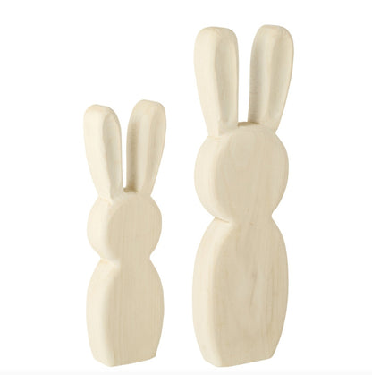 Standing Rabbit Paulownia Wood White Set of 2 J-Line