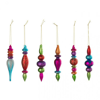 Box Of 6 Glass Christmas Baubles Multicolour J-Line