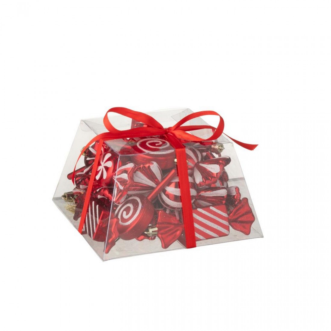 Box of 25 Plastic Candy Pendants Christmas Red J-Line
