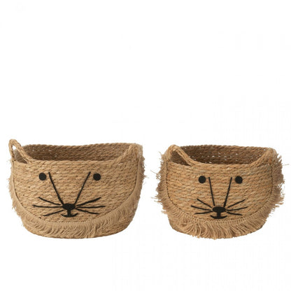 Set of 2 Kitty Riet Natural/Black Baskets J-Line