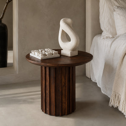 Side table Bullnose Reversed Fluted Brown Ø55cm Raw Materials