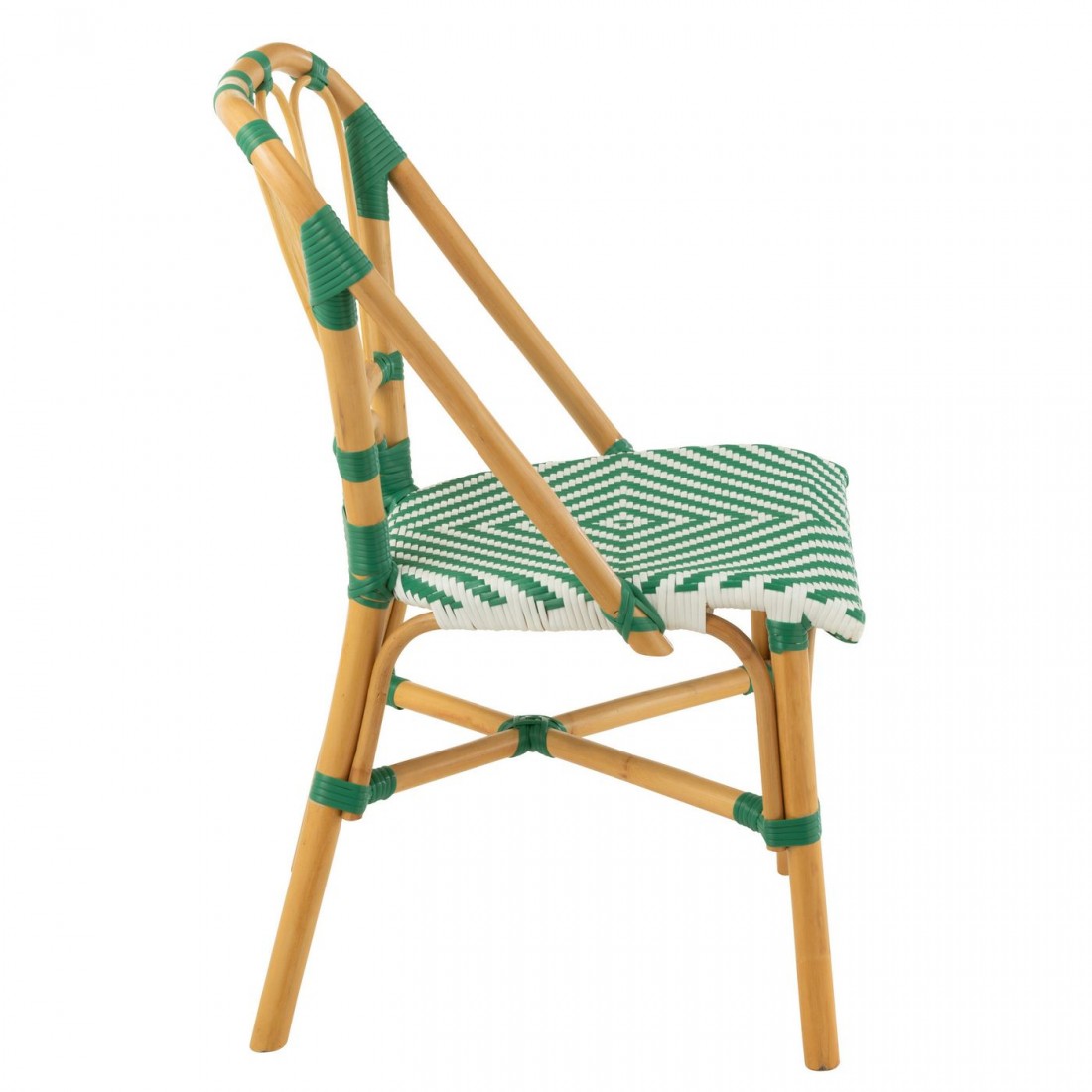 Chair Rattan Dark Green/White J-Line