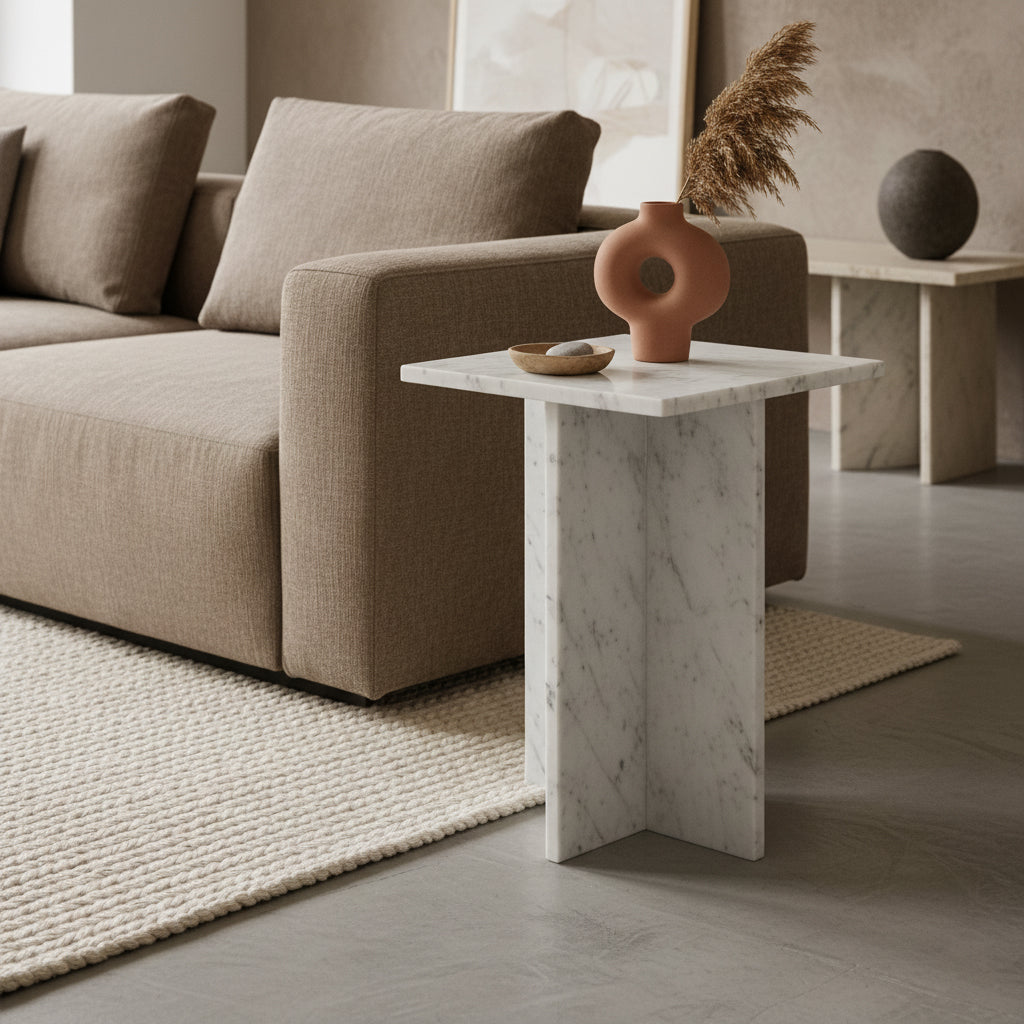 Side table Beijing Marble White Raw Materials