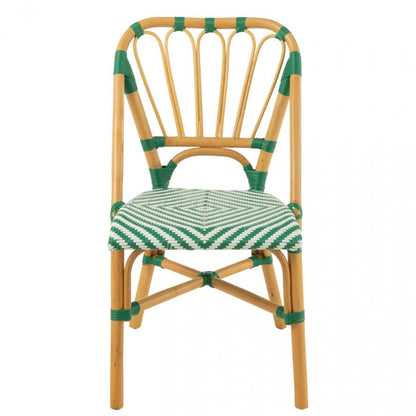 Chair Rattan Dark Green/White J-Line