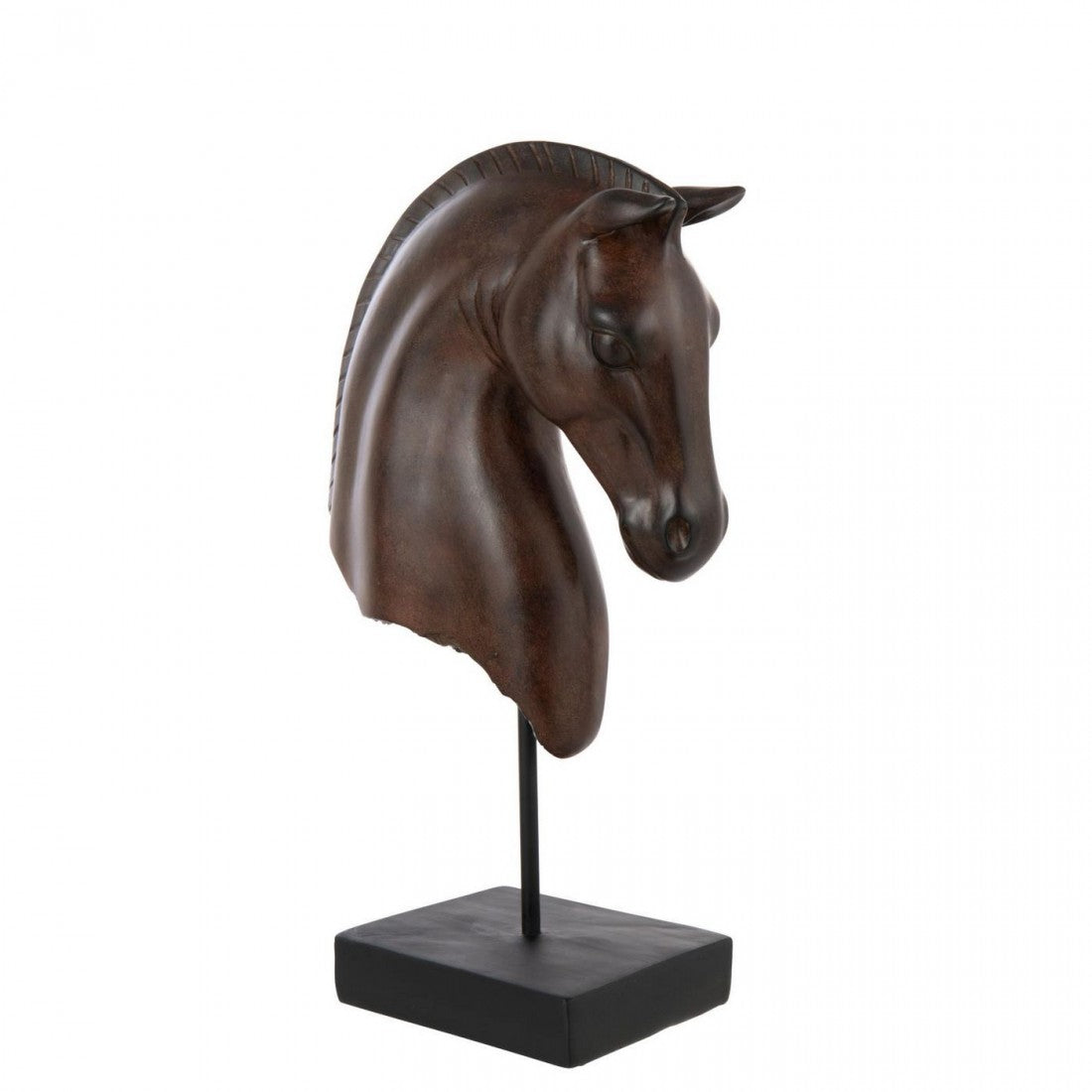 Horse Head Low Polyresin Dark Brown J-Line