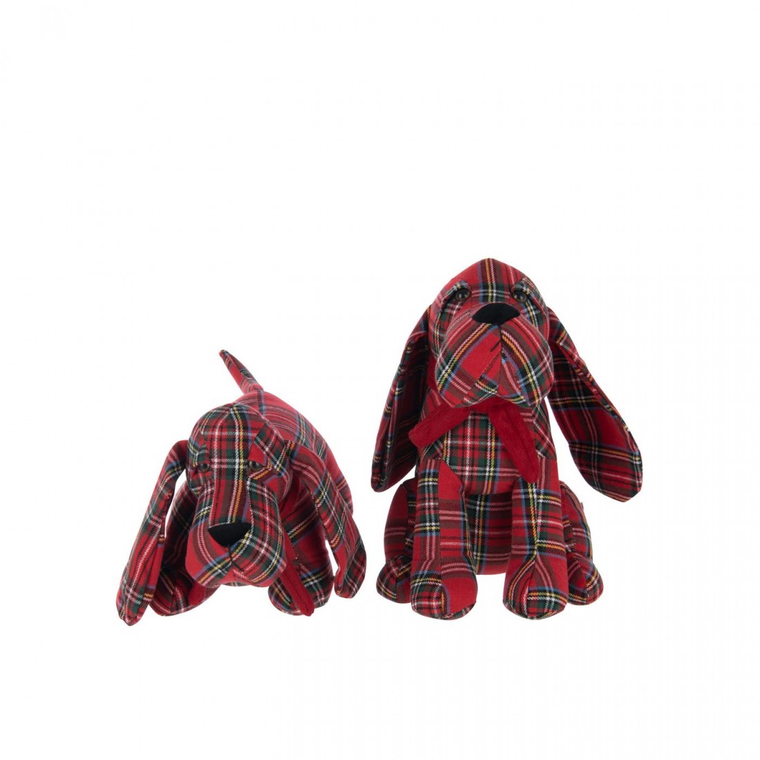 Dog Door Stopper Checked Polyester Christmas Red/Dark Green set of 2 J-Line