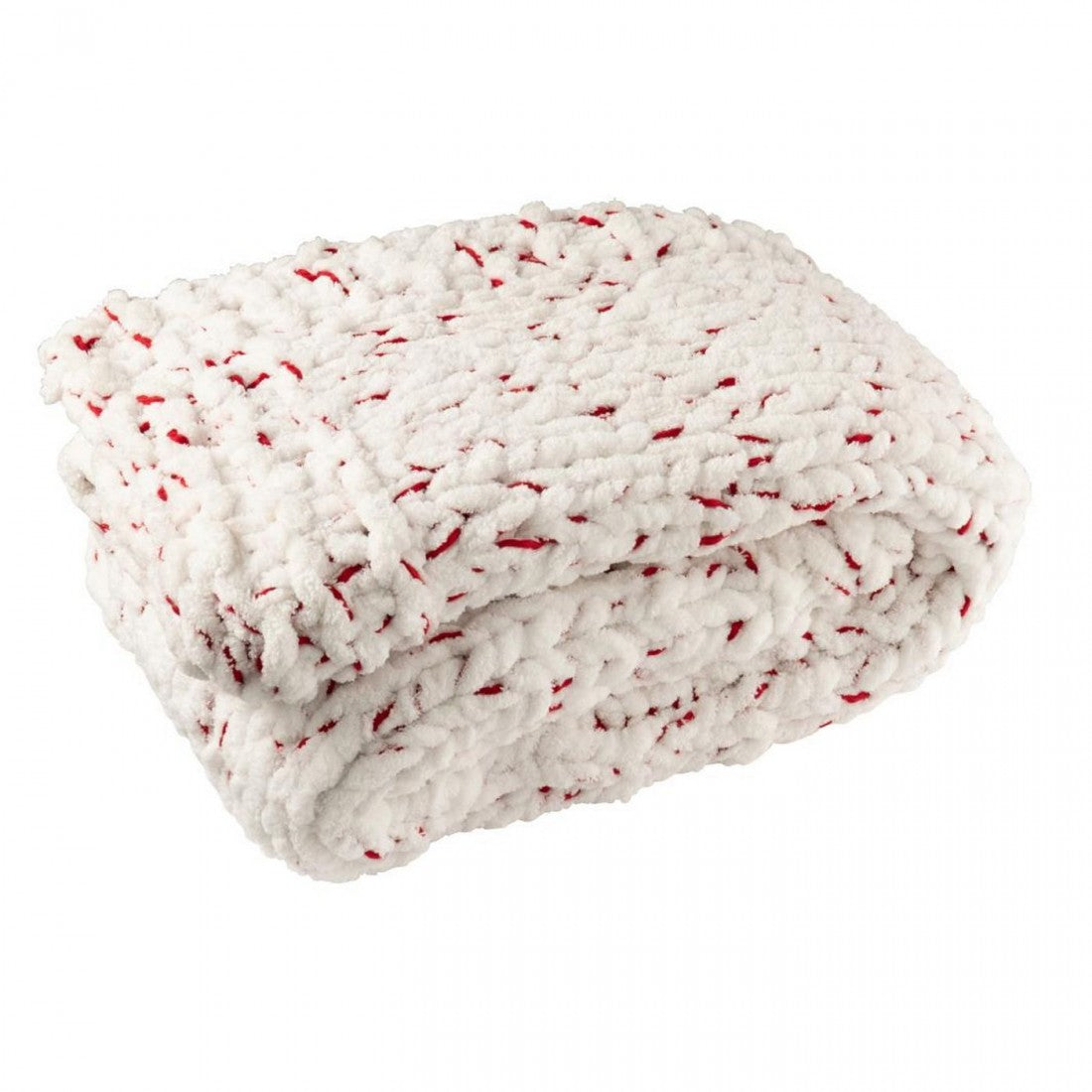 Blanket Gebreeën Polyester White/Christmas Red J-Line