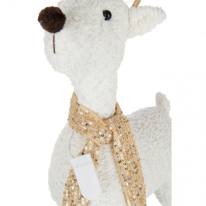 Reindeer Scarf Polyester White/Gold-Colored Set of 2 H75cm J-Line