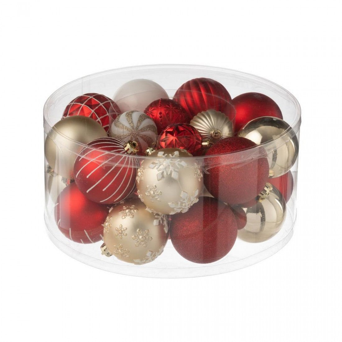 Box Of 30 Plastic Christmas Baubles Christmas Red/Gold-Colored