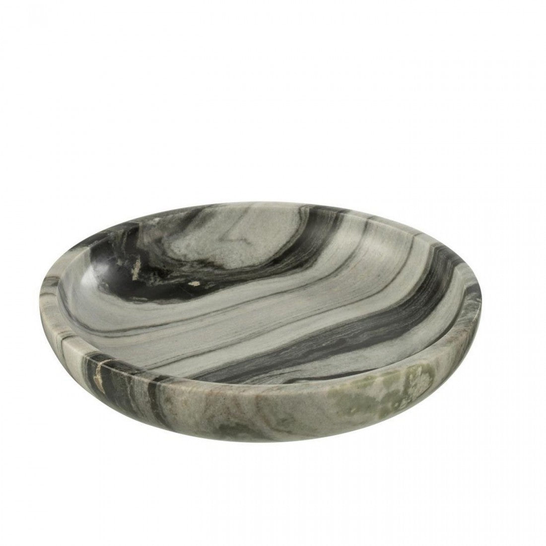 Plate Marble Black/Light Grey Dia 35cmx6cm J-Line