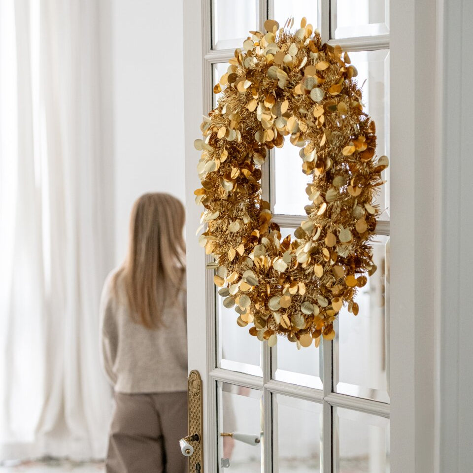 Wreath Sparkling Polystyrene Gold Large J-Line