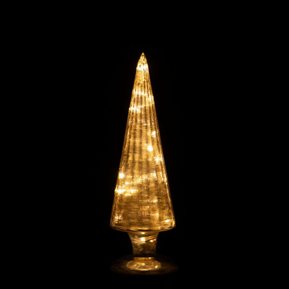 Christmas Tree Rotating LED Glass Gold-Colored Set of 2 J-Line