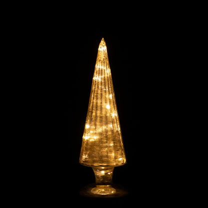Christmas Tree Rotating LED Glass Gold-Colored Set of 2 J-Line