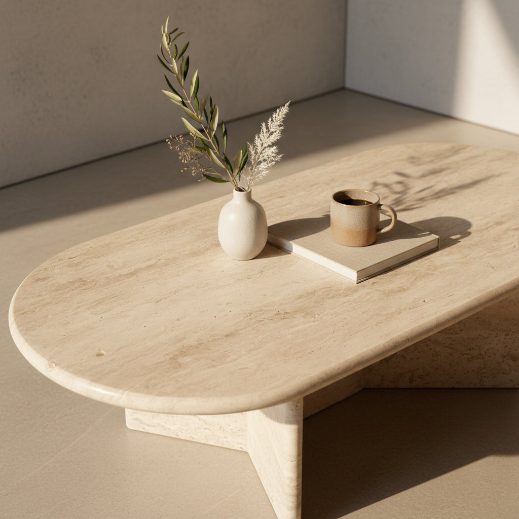Travertine Coffee Table Oblong Raw Materials