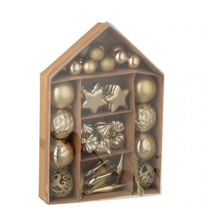 Box Of 50 Plastic Gold-Colored Christmas Baubles J-Line