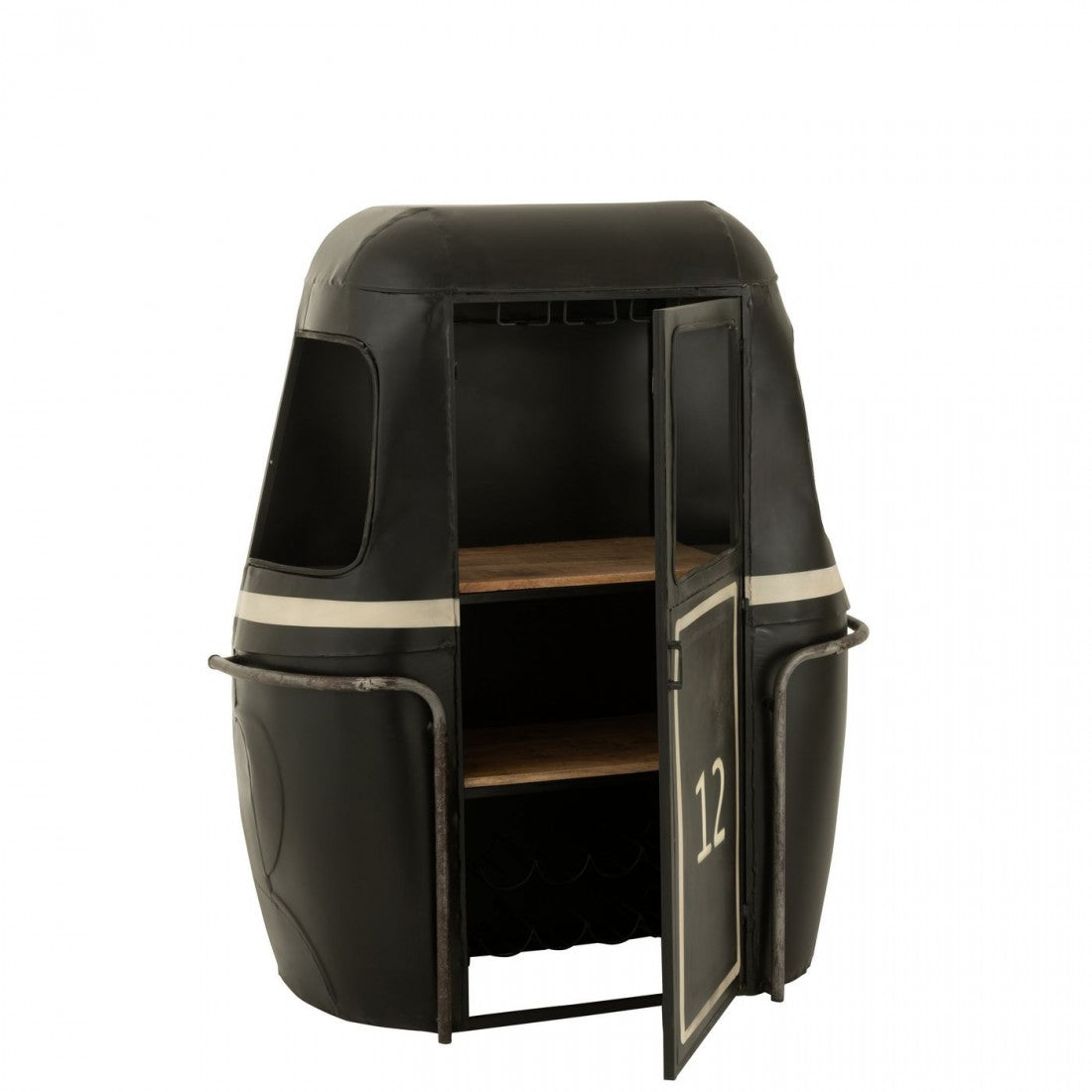 Cable Wagon Bar Stool Iron/Mango Wood Black/White J-Line