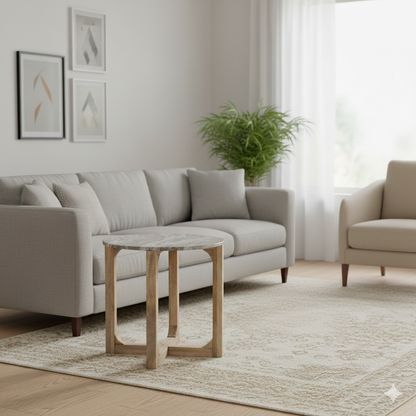 Marble side table round brown Raw Materials