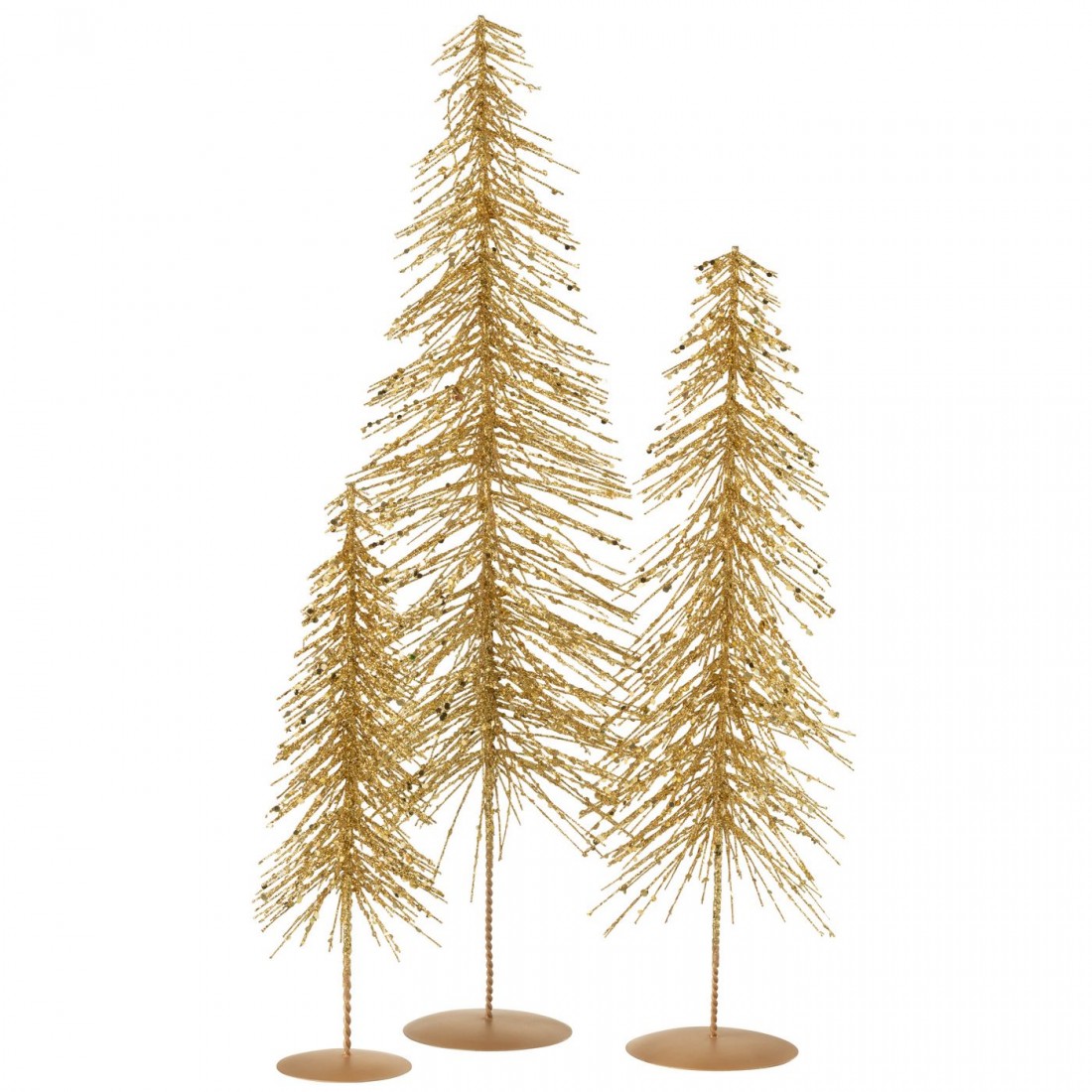Christmas Tree Glitter Plastic Gold-Colored Set of 3 j-Line