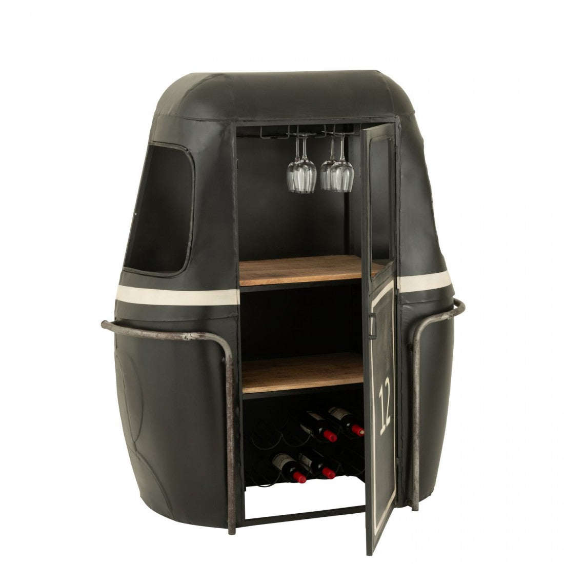 Cable Wagon Bar Stool Iron/Mango Wood Black/White J-Line
