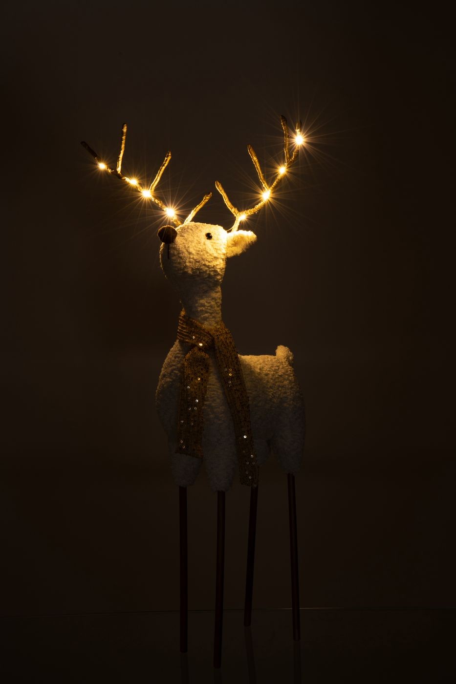 Reindeer Scarf Polyester White/Gold-Colored Set of 2 H75cm J-Line