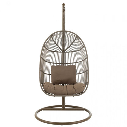 Hanging Chair + Cushion Egga Metal/Rope Brown J-Line