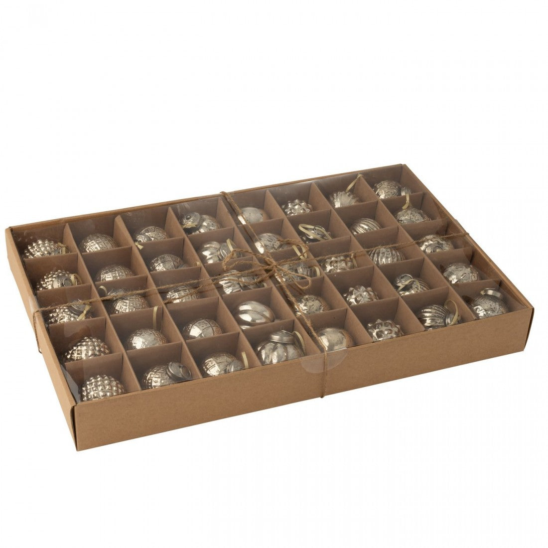 Box Of 40 Christmas Baubles 8 Patterns Glass Gold-Colored J-Line