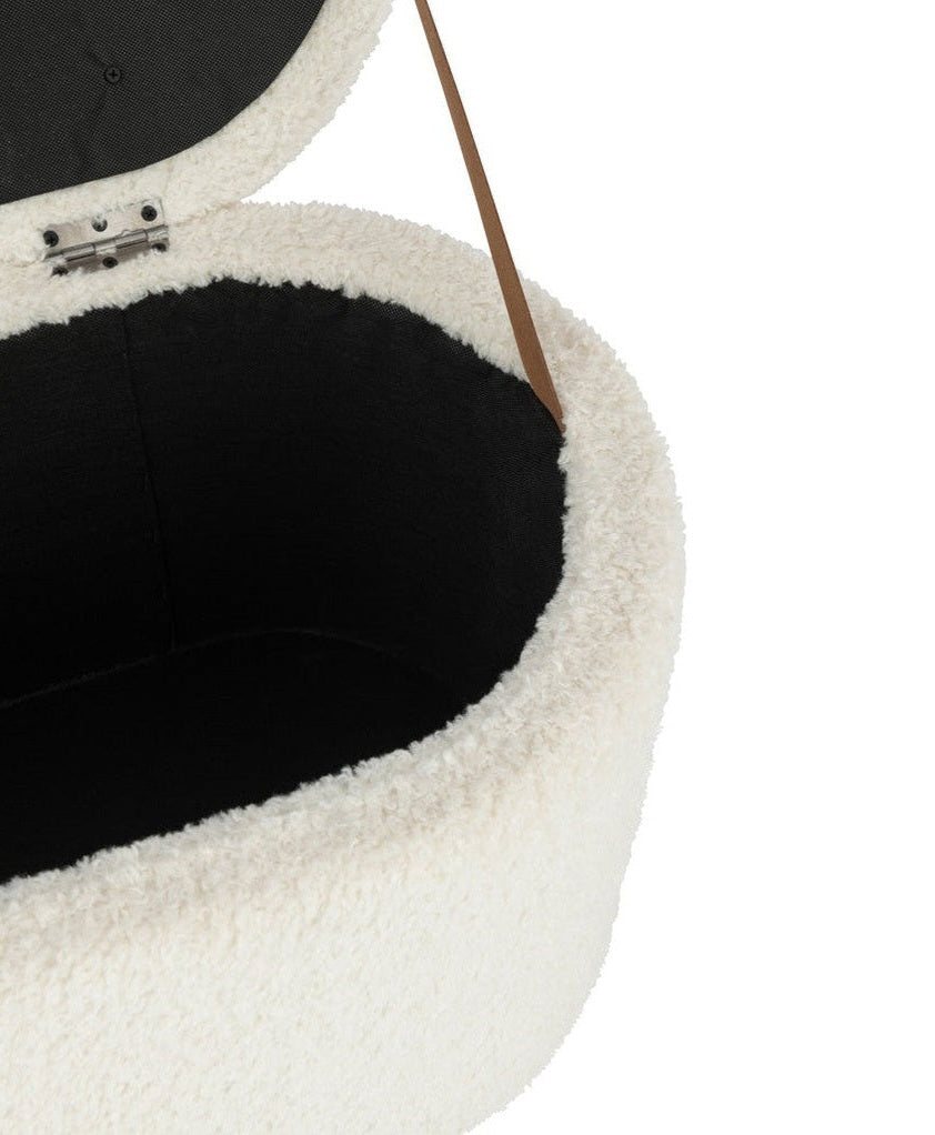 Storage Pouf Teddy Polyester White J-Line
