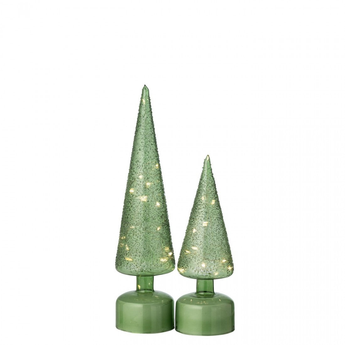Christmas Tree Rotating LED Glass Green Set of 2 J-Line