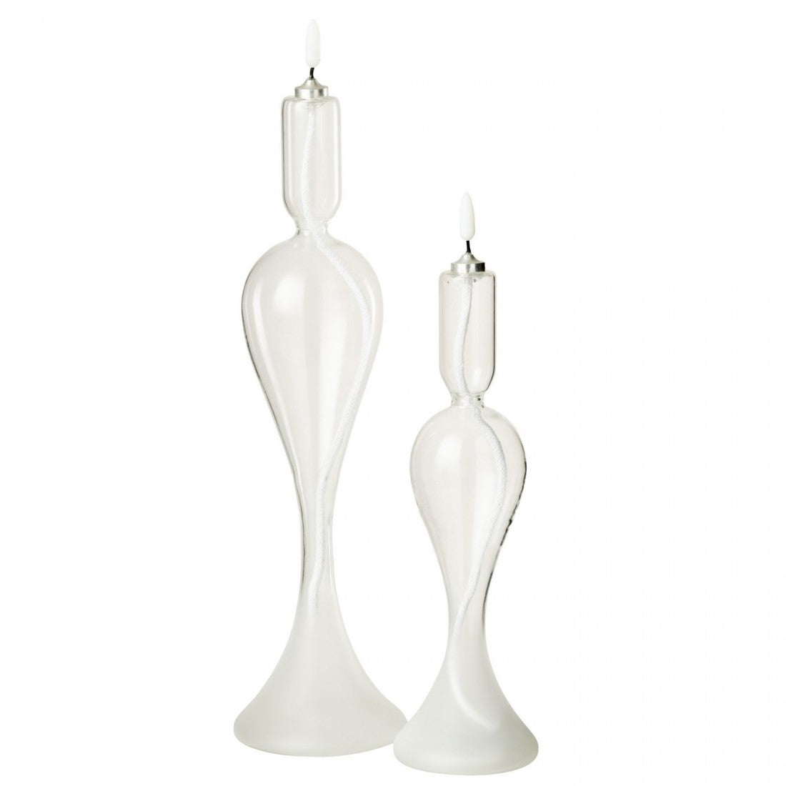 Set of 2 LED Candles Transparent Glass J-Line