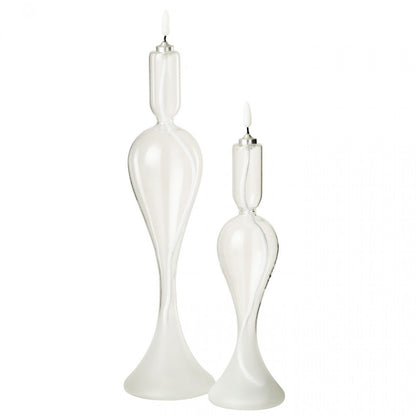 Set of 2 LED Candles Transparent Glass J-Line