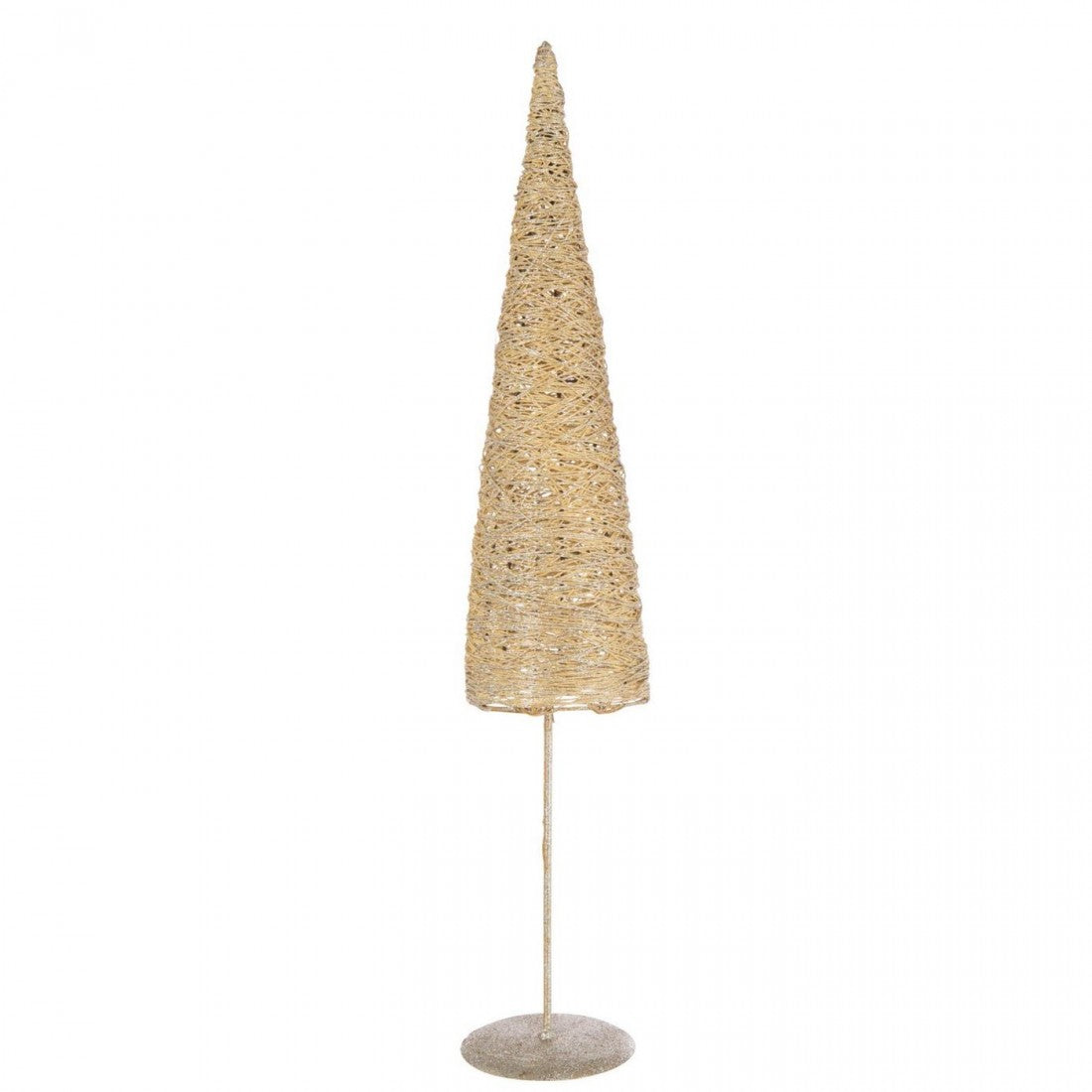 Christmas Tree on Stand Metal/Paper Gold-Colored Set of 2 J-Line