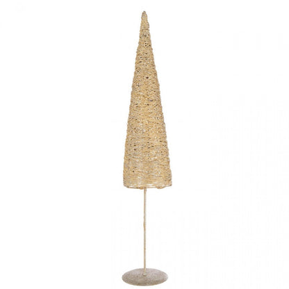 Christmas Tree on Stand Metal/Paper Gold-Colored Set of 2 J-Line