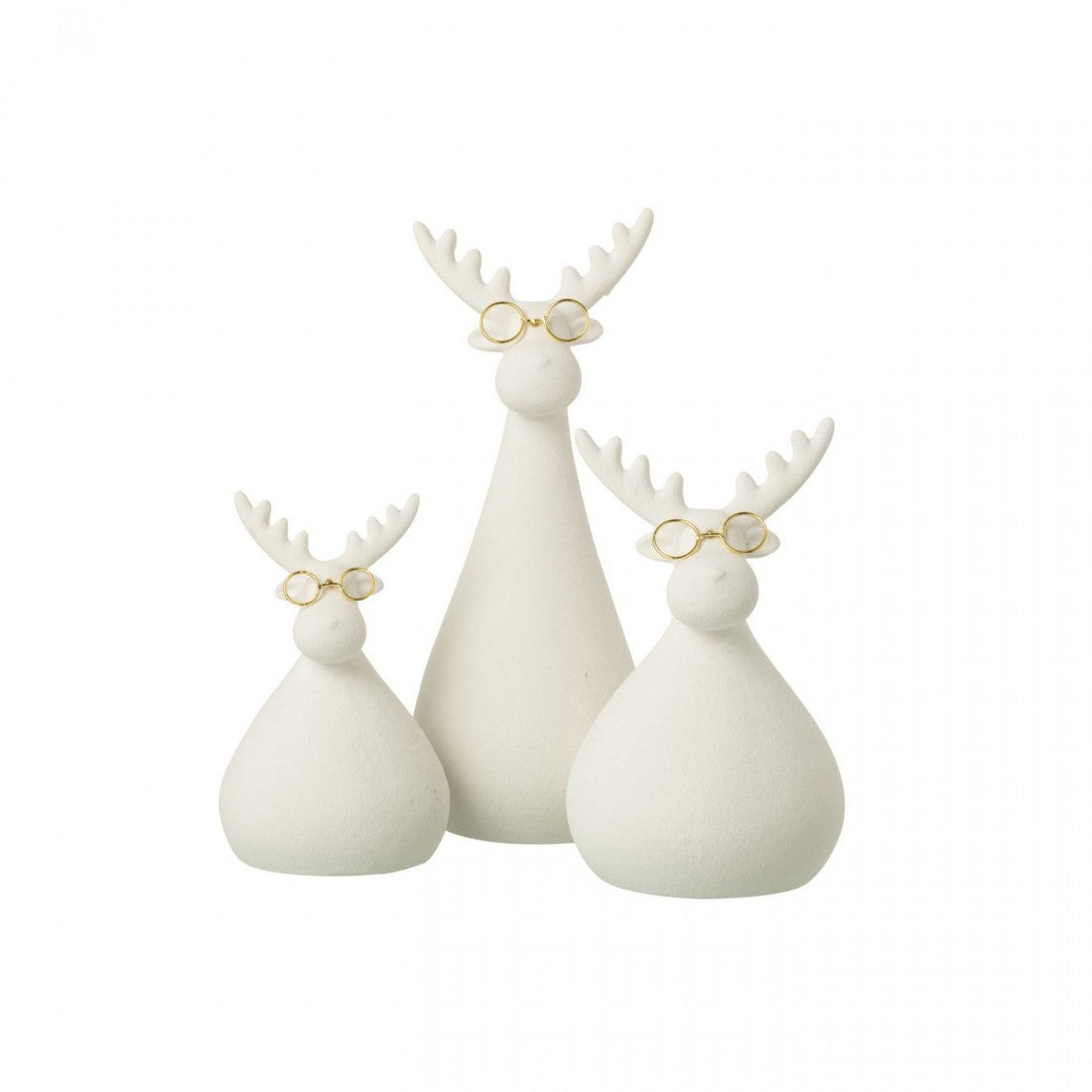 Reindeer Glasses Porcelain White/Gold-Colored Set of 3 J-Line