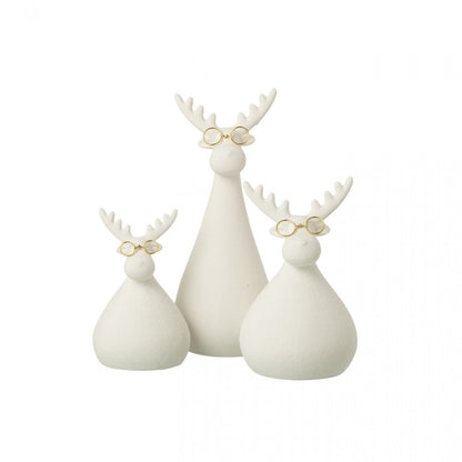Reindeer Glasses Porcelain White/Gold-Colored Set of 3 J-Line