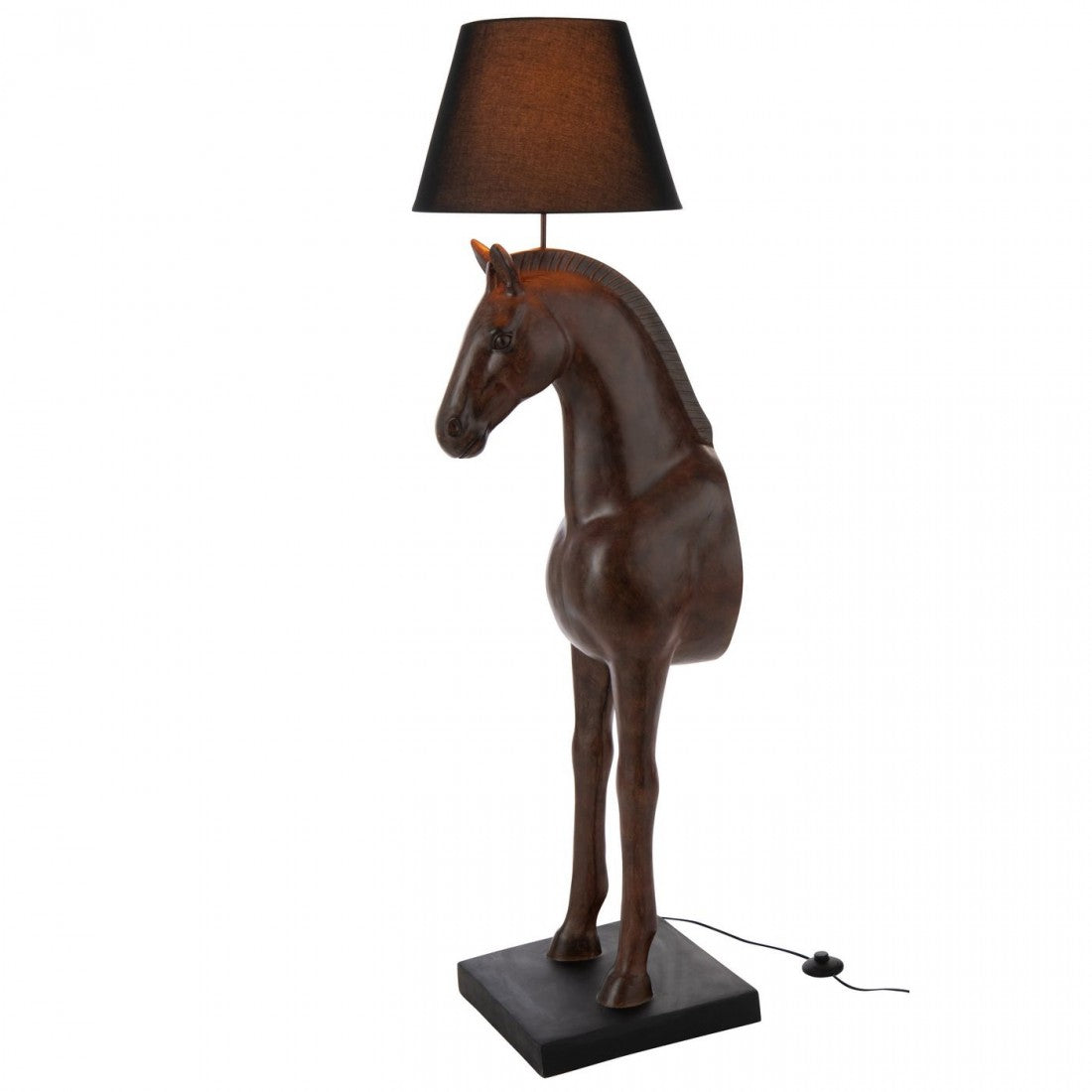 Floor Lamp Horse Front Dark Brown Polyresin J-Line