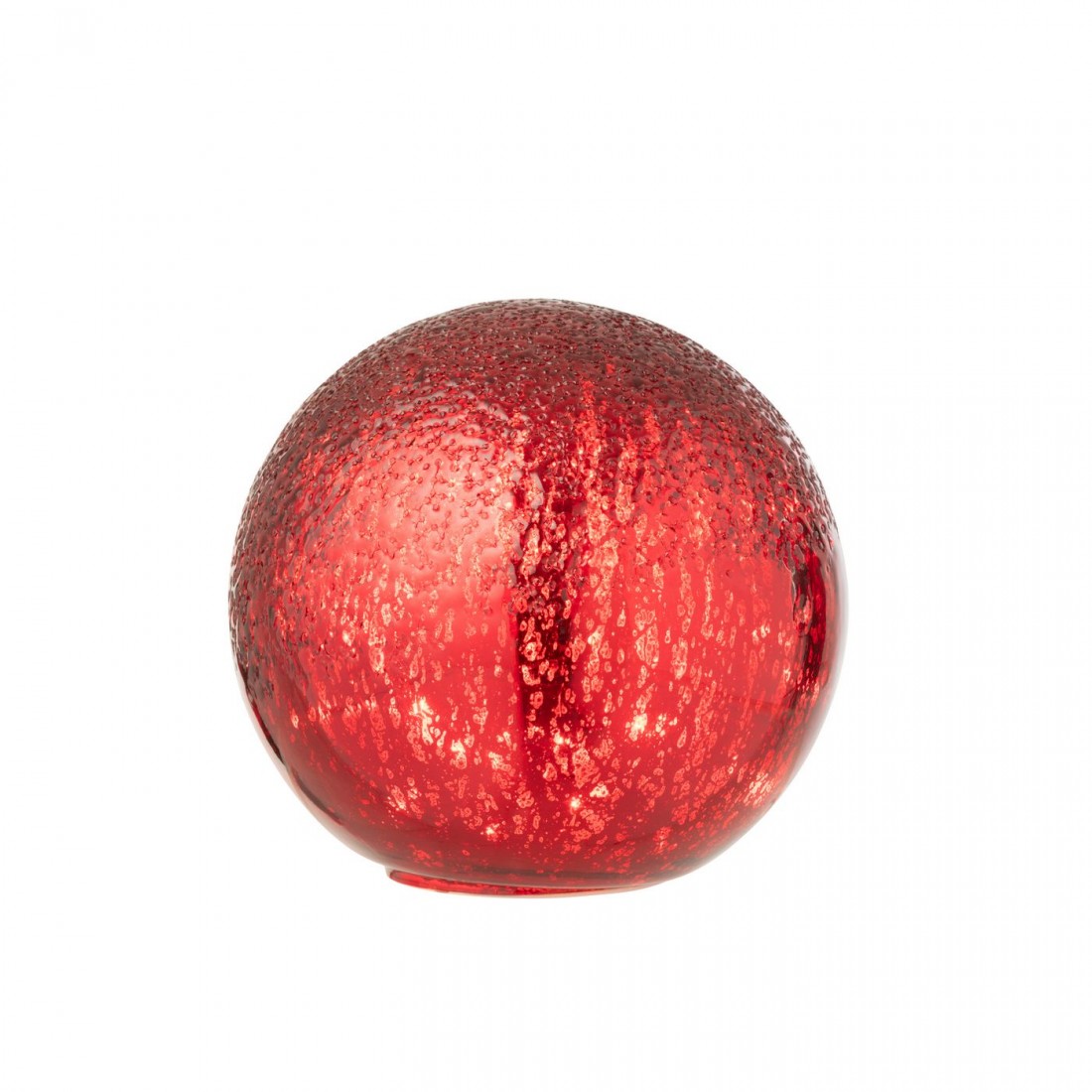 J-Line Set of 2 Crackle Glass LED Baubles, Christmas Red