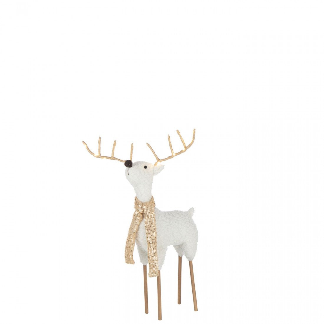 Reindeer Scarf Polyester White/Gold-Colored Set of 2 H75cm J-Line