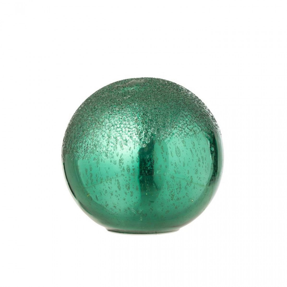 J-Line Set of 2 Green Crackle Glass LED Balls