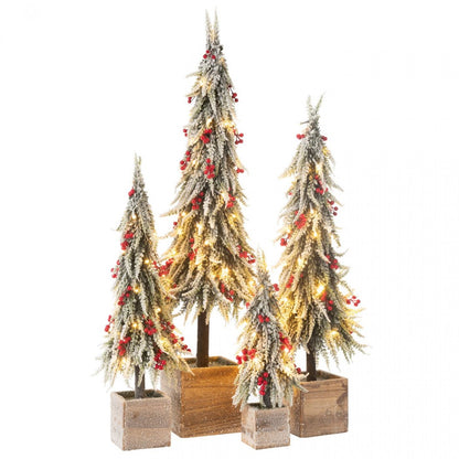 Christmas Tree + LED Plastic Snow Green/Red Medium H60cm J-Line