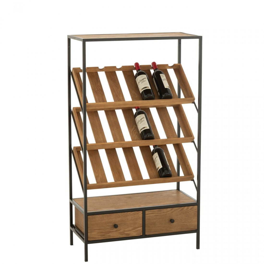 Wine Cabinet Natural/Black Medium-Grain J-Line Veneer