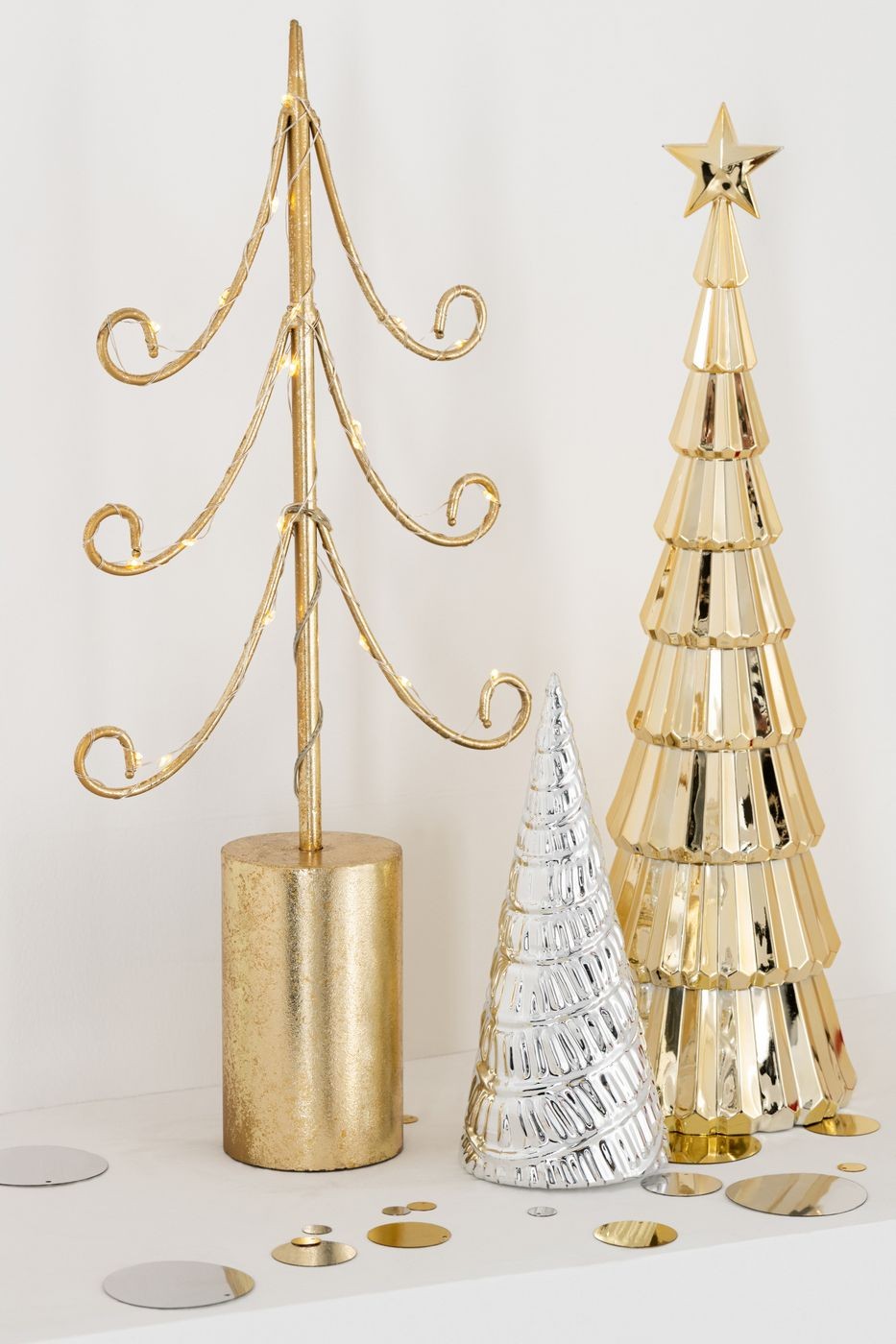 Tree LED Cylinder Base Iron Gold-Colored Set of 3 J-Line